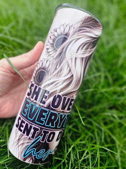 'She Overcame Everything Sent To Destro Her' 20oz thermal tumbler